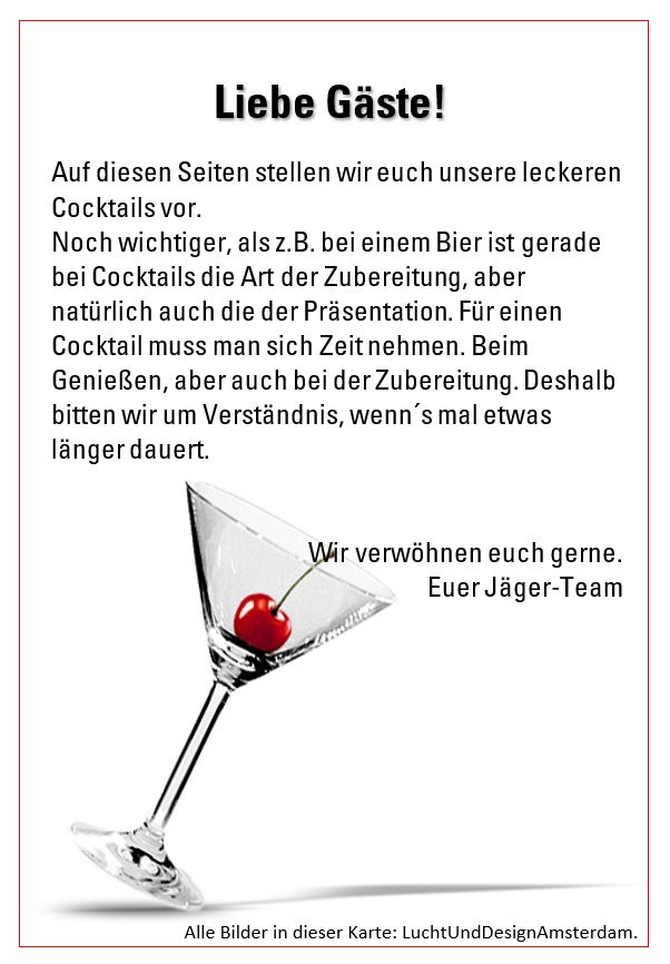 Cocktailkarte Grüner Jäger