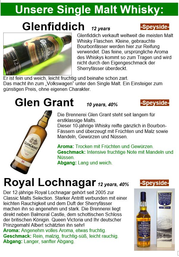 WhiskyKarte Grüner Jäger