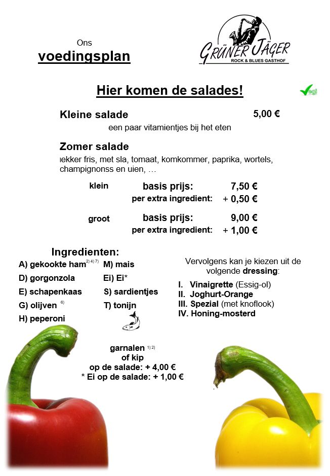 Grüner Jäger Speisekarte NL